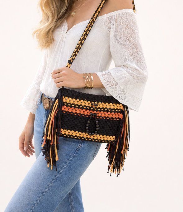 Sac en macramé, Noir Soleil, Collection Essences de Muze