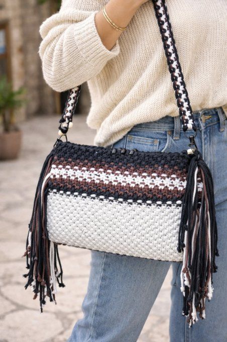 Sac bohème en Macramé,  Eclipse.