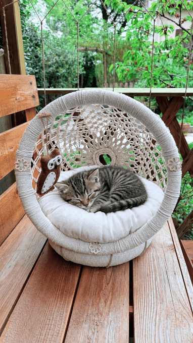 Panier  pour chat, nid douillet en macramé Cosy