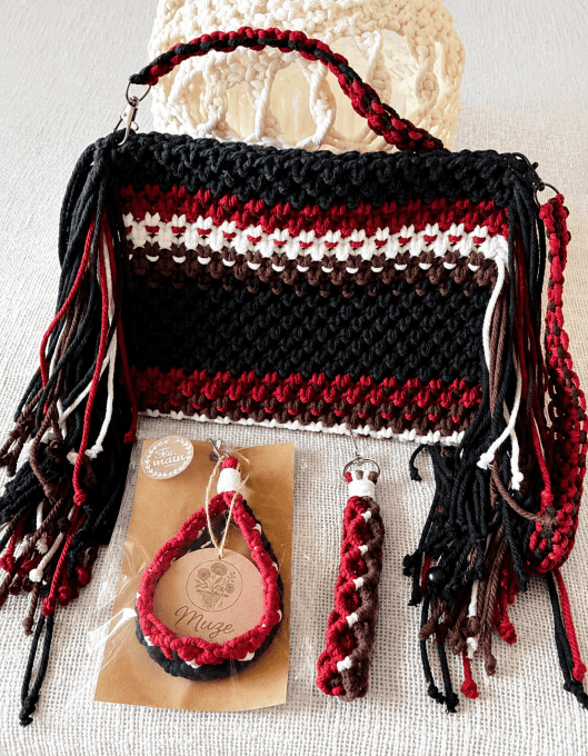 Sac bohème en Macramé, Rubis Sauvage