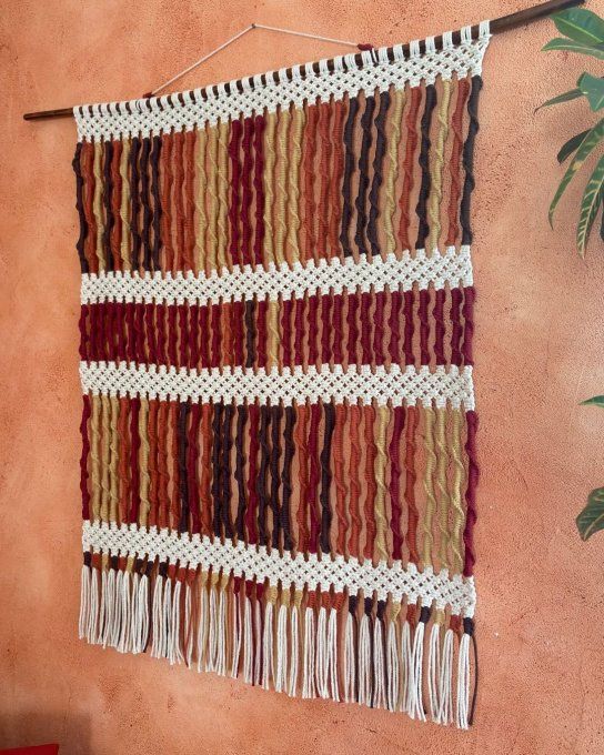 Tenture murale en macramé bohème et ethnique Soleil d'Afrique