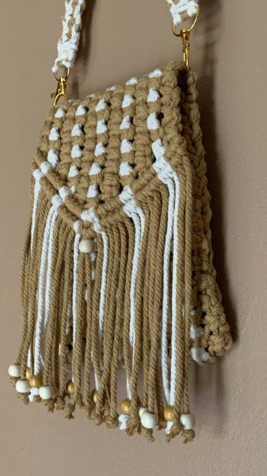 Petit sac en Macramé modèle Soleil Moutarde
