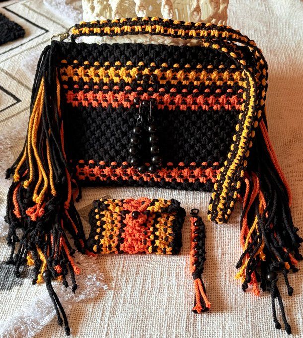 Sac en macramé, Noir Soleil, Collection Essences de Muze