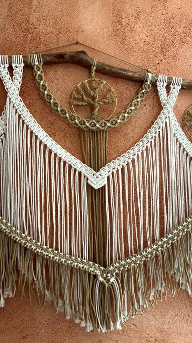 Suspension murale macramé bohème , Arbre Vital