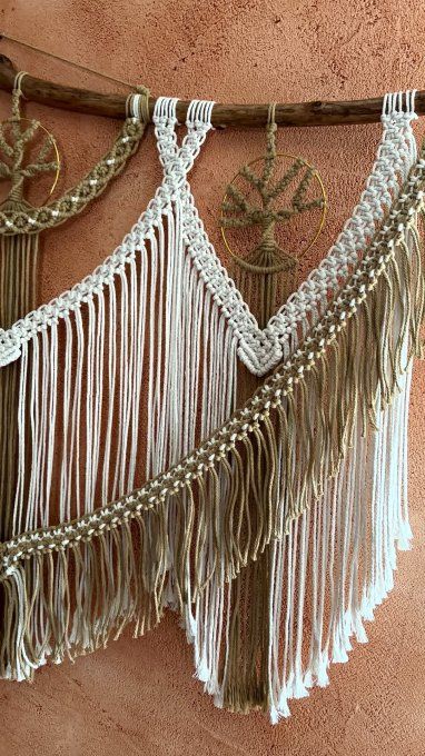 Suspension murale macramé bohème , Arbre Vital