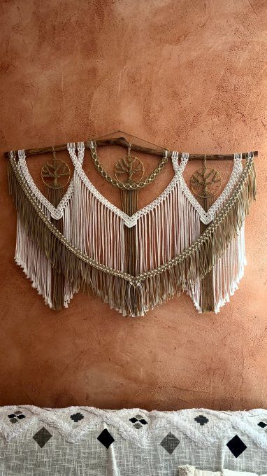 Suspension murale macramé bohème , Arbre Vital