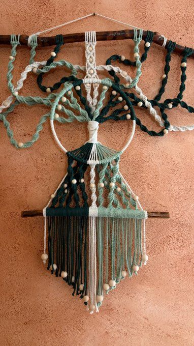 Suspension murale en macramé bohème Arbre de Vie