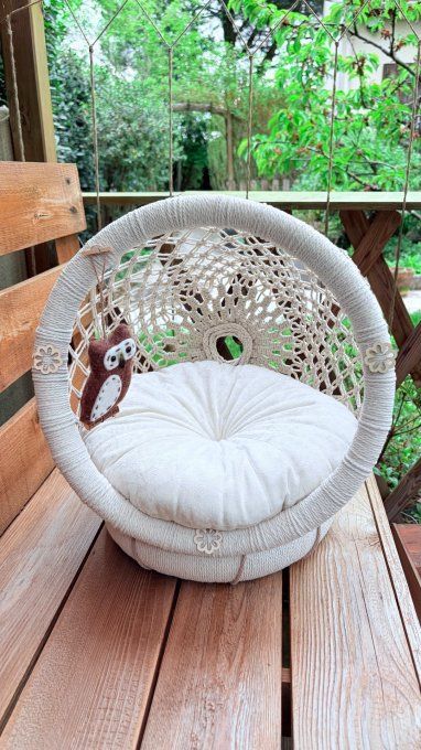 Panier  pour chat, nid douillet en macramé Cosy