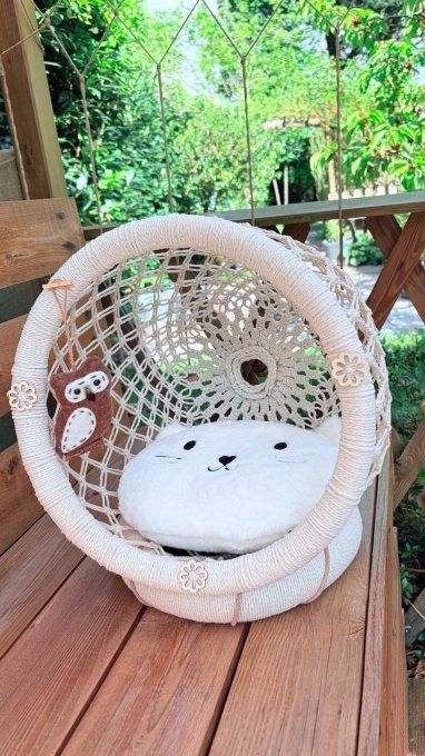 Panier  pour chat, nid douillet en macramé Cosy