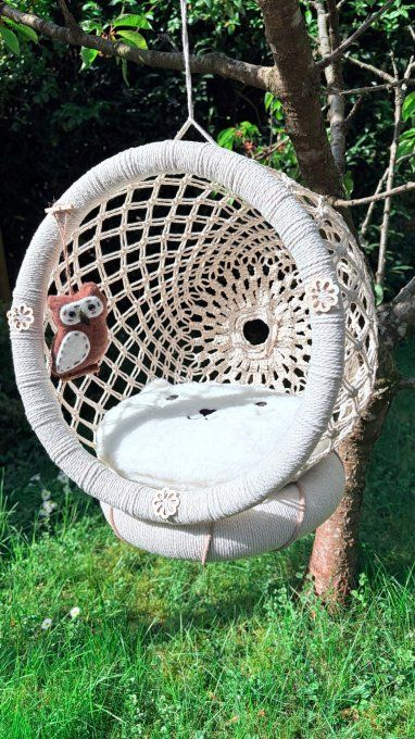 Panier  pour chat, nid douillet en macramé Cosy