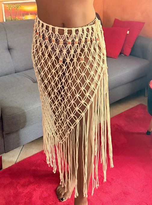 Jupe de plage en macramé, élégance bohème