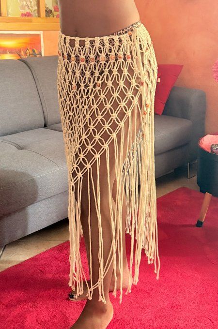 Jupe de plage en macramé, élégance bohème