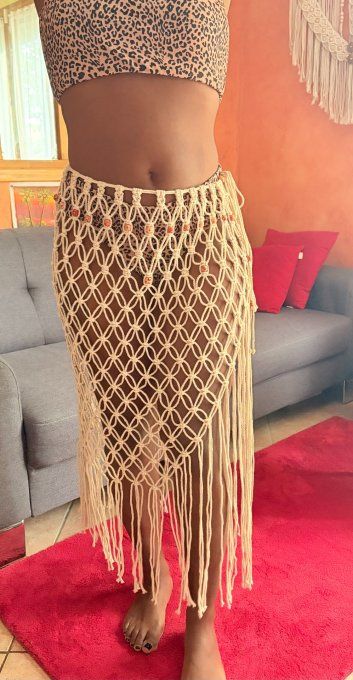 Jupe de plage en macramé, élégance bohème