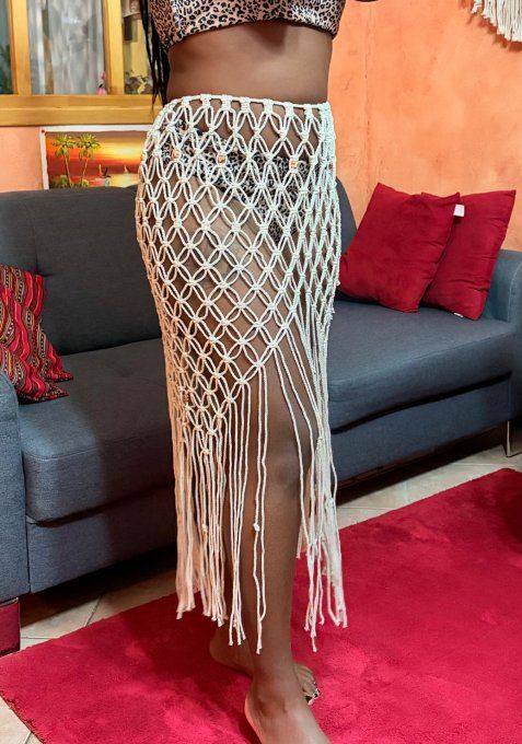 Jupe de plage en macramé, élégance bohème