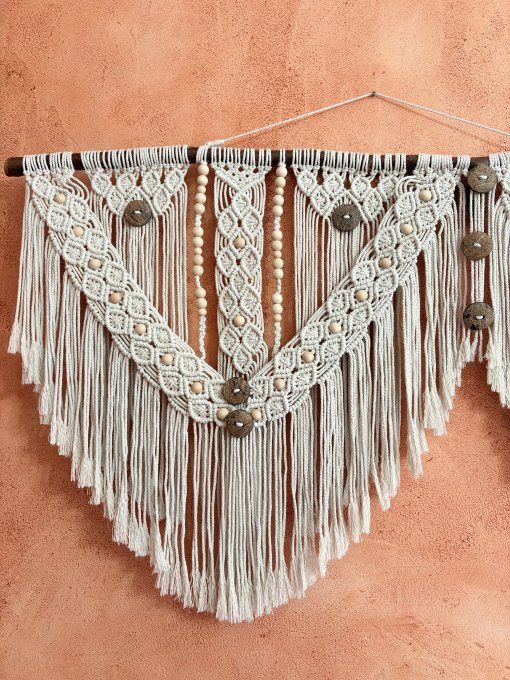 Suspension murale  en macramé SOLEYA