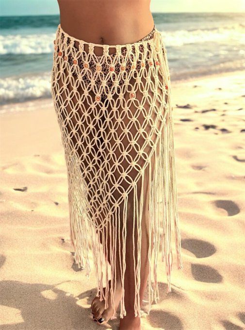 Jupe de plage en macramé, élégance bohème