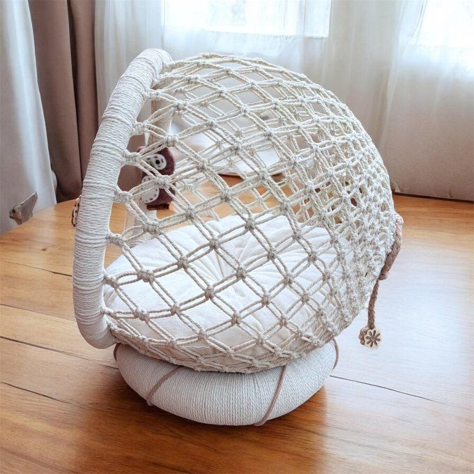 Panier  pour chat, nid douillet en macramé Cosy